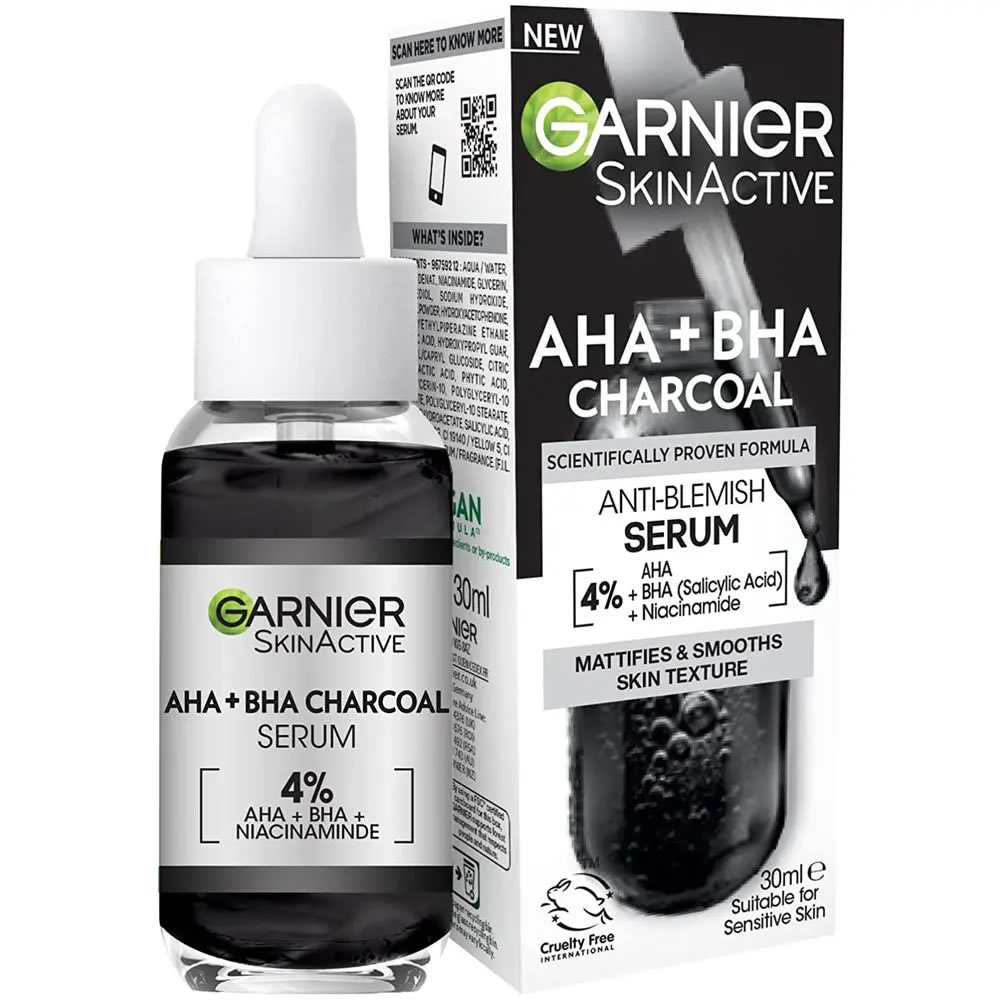 Garnier Pure-Active AHA + BHA Charcoal Anti-Blemish Serum
