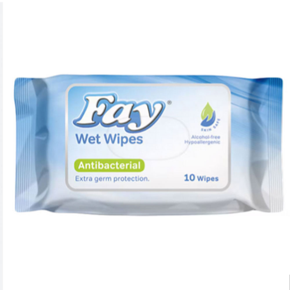 Fay Wet Wipes Antibacterial 10s