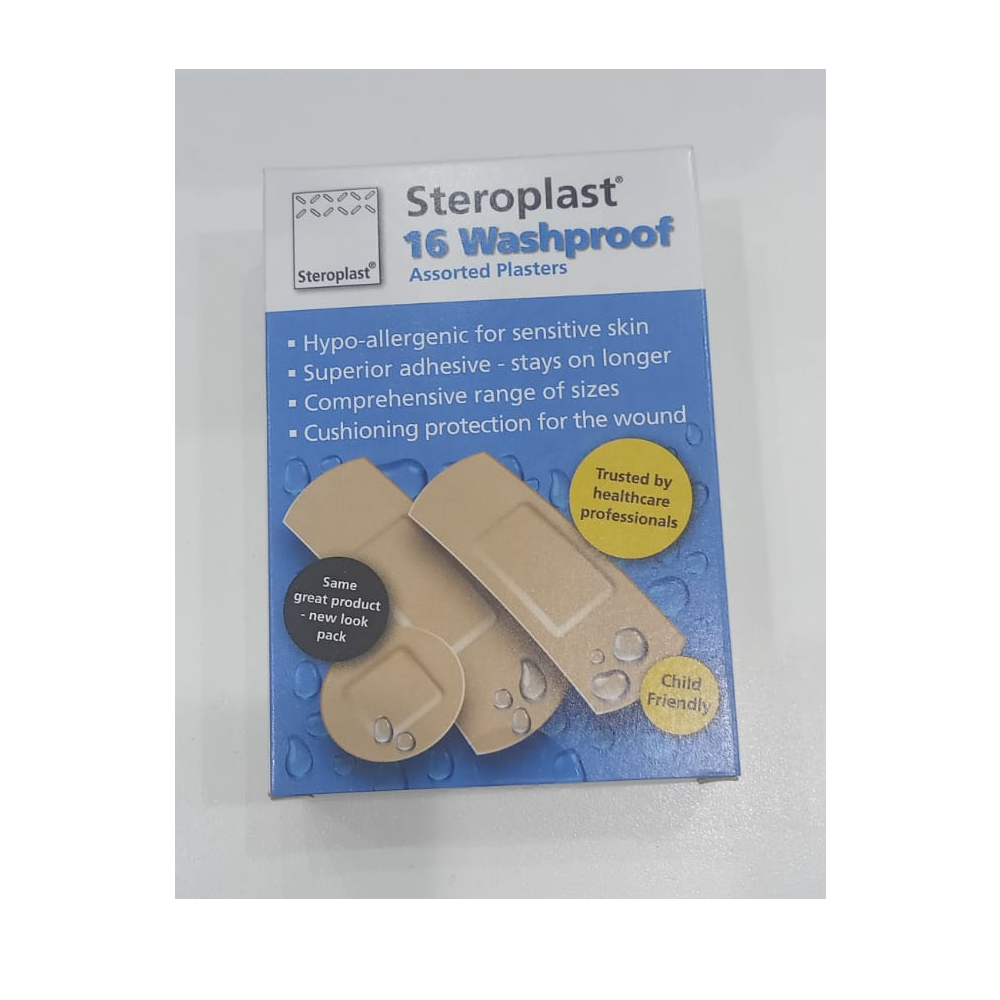 Steroplast plasters washproof assorted 16s
